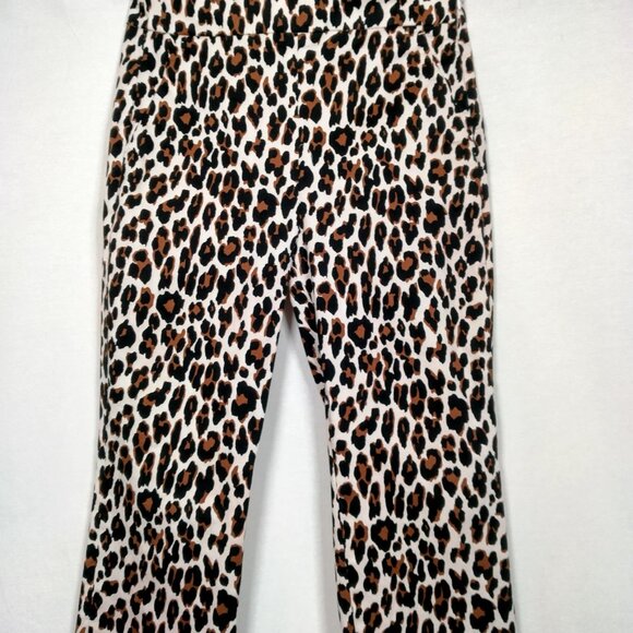 J Crew Remi Pants Women Size 6 Leopard Print Stretch Twill Zip Up Cat Print - Picture 3 of 15